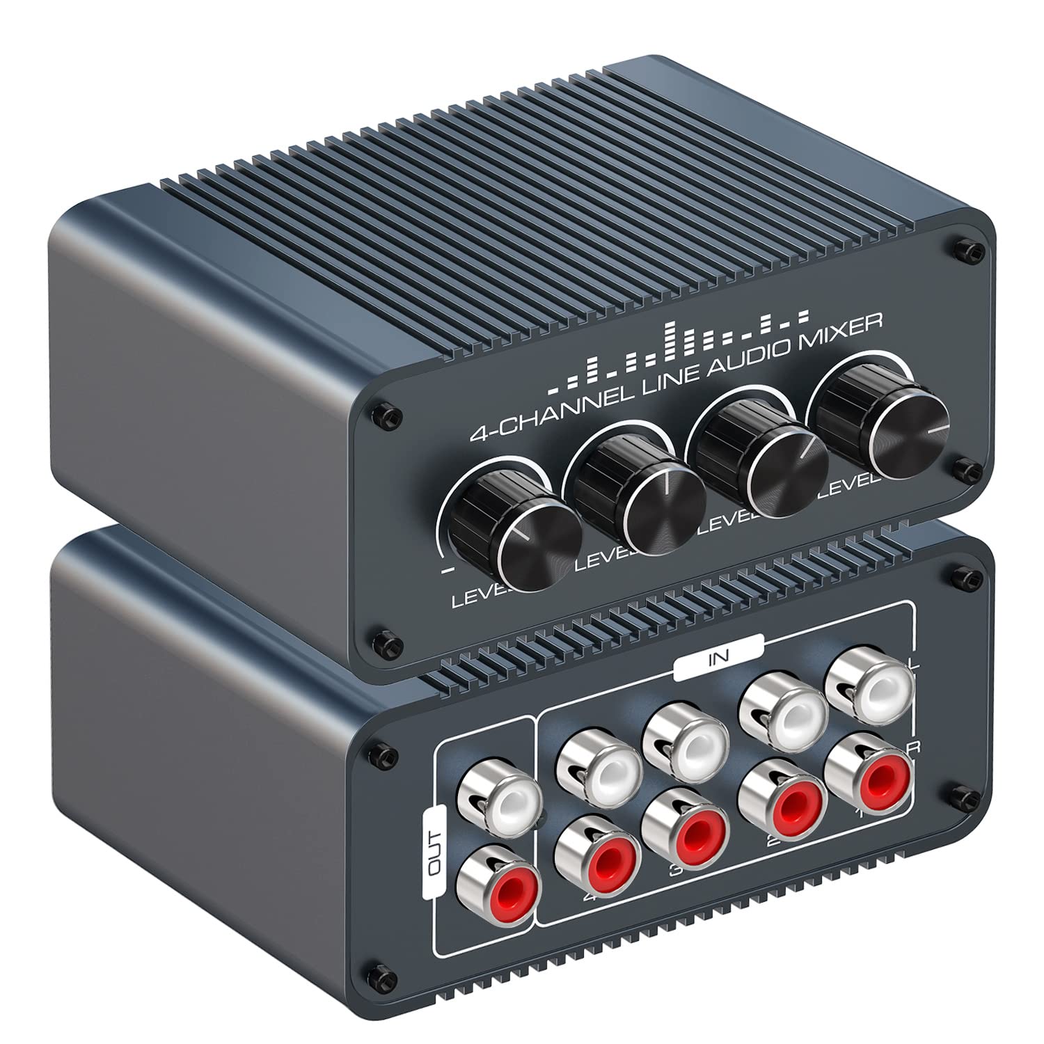 Tendak Mini Passive Stereo Audio Mixer 4 Channel RCA Mini Stereo